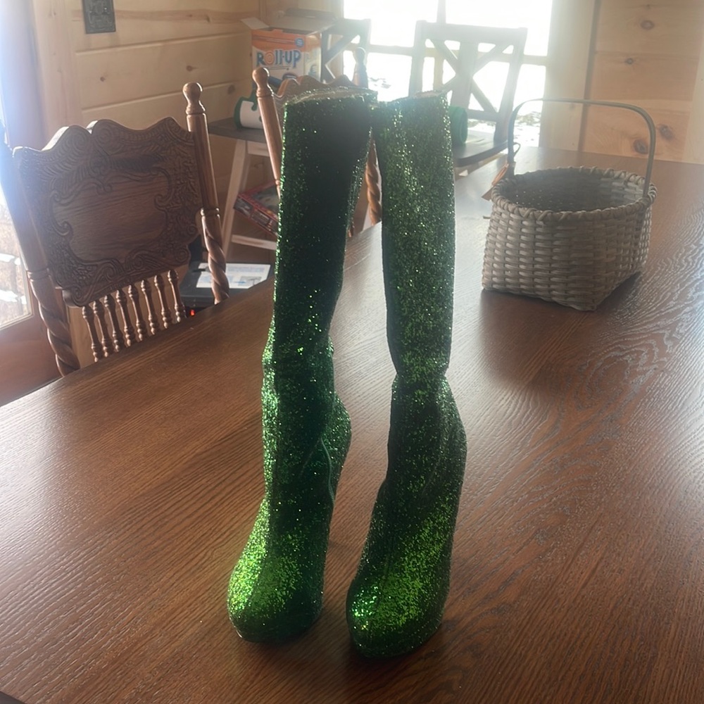 Boots, glitter knee high. Funtasma, costume boots.